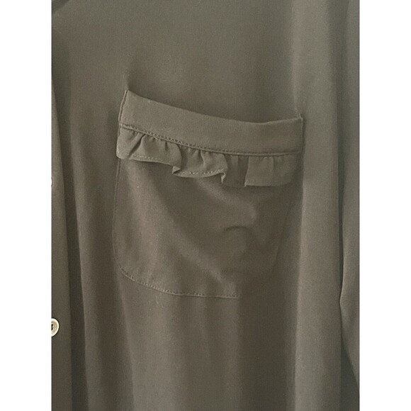 Susan Graver Women’s Size Large Black Blouse Ruffle Trim Career - Picture 5 of 9